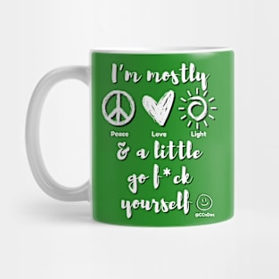 Mostly Peace Love & Light - White Writing Mug